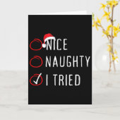 Nice Naughty I Tried Christmas List Funny Xmas San Karte (Gelbe Blume)
