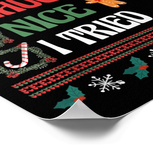 Nice Naughty I Tried Christmas List Matching Famil Poster (Ecke)