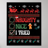 Nice Naughty I Tried Christmas List Matching Famil Poster (Vorne)