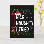 Nice Naughty I Tried Christmas List Santa Claus Fu Karte (Gelbe Blume)