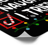 Nice Naughty I Tried Christmas List Santa Claus Fu Poster (Ecke)