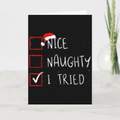 Nice Naughty I Tried Christmas List Santa Claus Karte (Vorderseite)