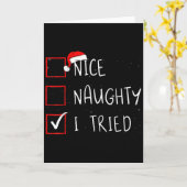 Nice Naughty I Tried Christmas List Santa Claus Karte (Gelbe Blume)
