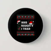 Nice Naughty I Tried Christmas List Santa Hat Button (Vorderseite)