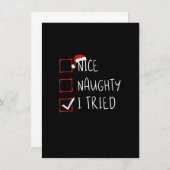 Nice Naughty I Tried Christmas List Xmas Santa Cla Einladung (Vorne/Hinten)
