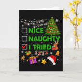 Nice Naughty I Tried Christmas Tree Light Funny Xm Karte (Gelbe Blume)
