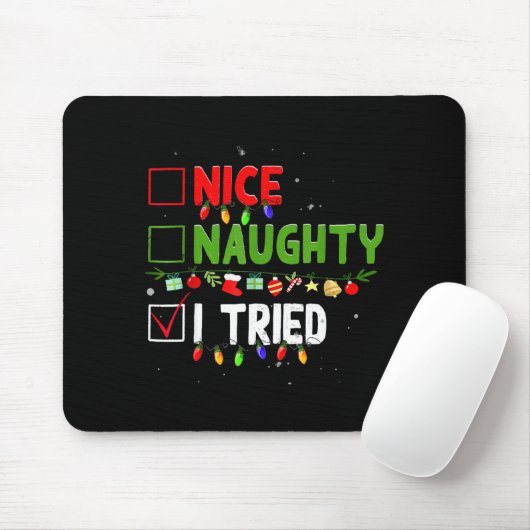 Nice Naughty I Tried Family Xmas Pajama Funny Chri Mousepad (Mit Mouse)