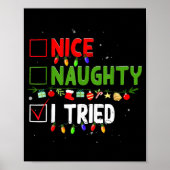 Nice Naughty I Tried Family Xmas Pajama Funny Chri Poster (Vorne)
