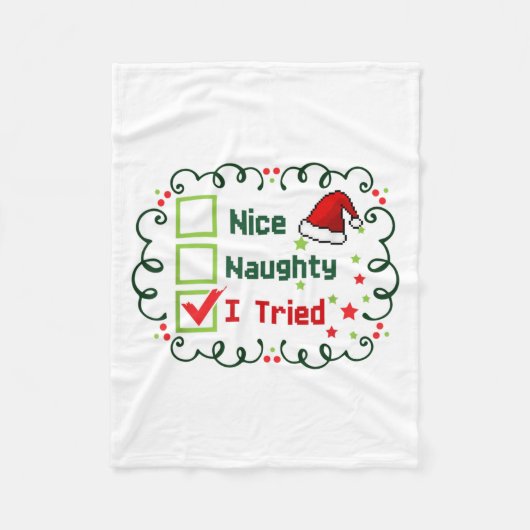 Nice Naughty I Tried Funny Christmas Family Matchi Fleecedecke (Vorderseite)