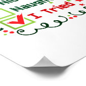 Nice Naughty I Tried Funny Christmas Family Matchi Poster (Ecke)