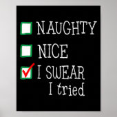 Nice Naughty I Tried Funny Christmas Family Pajama Poster (Vorne)