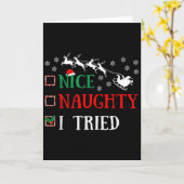 Nice Naughty I Tried Funny Christmas Joke Karte (Gelbe Blume)
