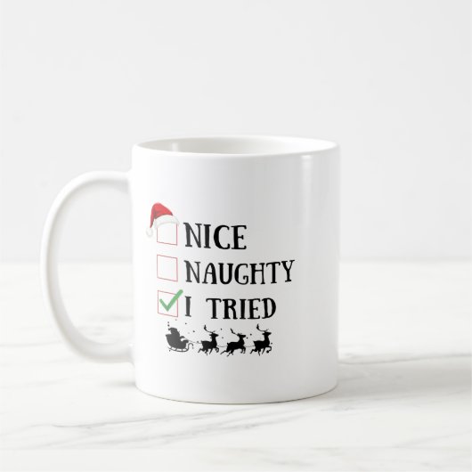 Nice Naughty I Tried Funny Christmas List Kaffeetasse (Links)