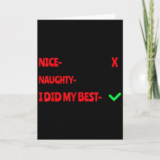 Nice Naughty I Tried Funny Christmas Matching Karte (Vorderseite)
