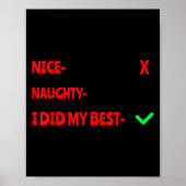 Nice Naughty I Tried Funny Christmas Matching  Poster (Vorne)