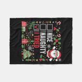 Nice Naughty I Tried Funny Christmas Santa Claus  Fleecedecke (Vorderseite (Horizontal))