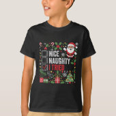 Nice Naughty I Tried Funny Christmas Santa Claus T T-Shirt (Vorderseite)