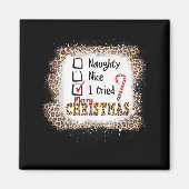 Nice Naughty I Tried Leopard Funny Christmas List  Magnet (Vorne)