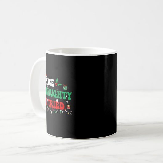 Nice Naughty I Tried Matching Christmas Funny Fami Kaffeetasse (Vorderseite Links)
