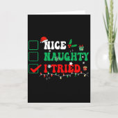 Nice Naughty I Tried Matching Christmas Funny Fami Karte (Vorderseite)
