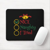 Nice Naughty I Tried Retro Christmas List Men Wome Mousepad (Mit Mouse)