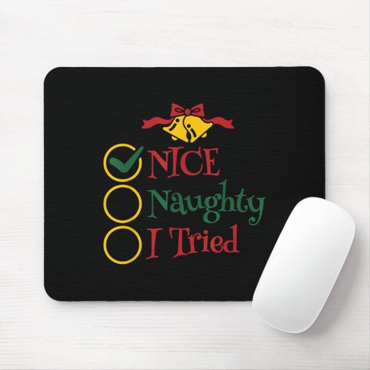 Nice Naughty I Tried Retro Christmas List Men Wome Mousepad (Mit Mouse)