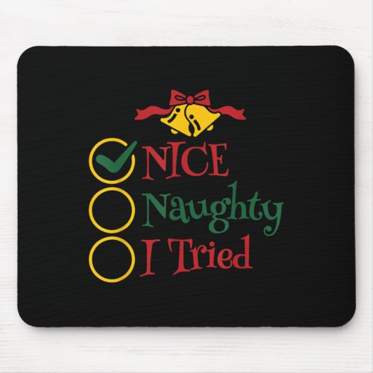 Nice Naughty I Tried Retro Christmas List Men Wome Mousepad (Vorne)