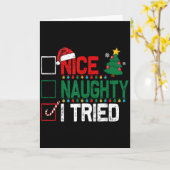 Nice Naughty I Tried Santa's Naughty List Funny Ch Karte (Gelbe Blume)