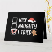 Nice Naughty I Tried Santa's Naughty List Funny Karte (Gelbe Blume)