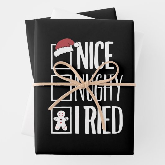 Nice Naughty I Tried Santa's Naughty List Xmas Geschenkpapier Set (Beispiel)