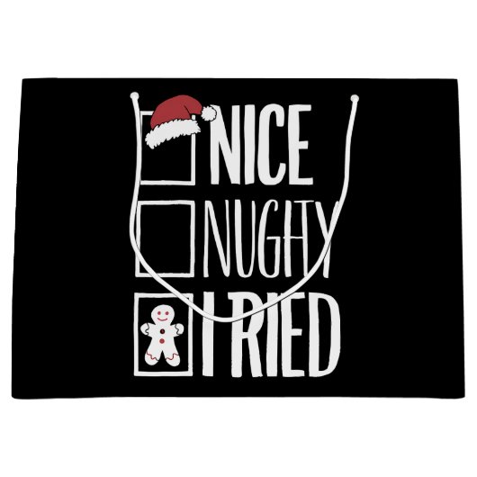 Nice Naughty I Tried Santa's Naughty List Xmas Große Geschenktüte (Vorderseite)