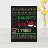 Nice Naughty I Tried Ugly Sweater Red Plaid Christ Karte (Gelbe Blume)