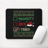 Nice Naughty I Tried Ugly Sweater Red Plaid Christ Mousepad (Mit Mouse)