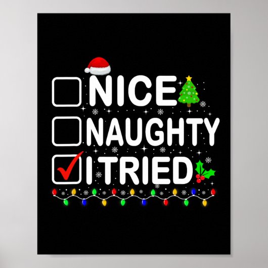 Nice Naughty I Triest Weihnachtslicht Weihnachtsma Poster (Vorne)