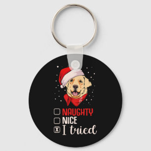 Nice Naughty I versuchte Golden Retriever Christma Schlüsselanhänger