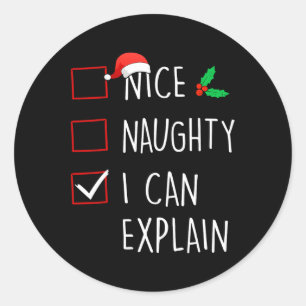 Nice Naughty ich kann Weihnachten Familie Matchi e Runder Aufkleber