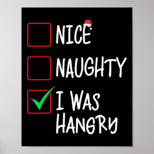 Nice Naughty ich war hangere Weihnachtsliste Santa Poster