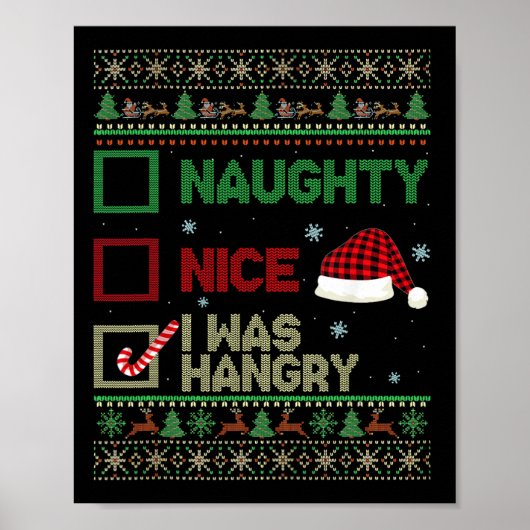 Nice Naughty Ich war hanghaft Ugly Sweater Christm Poster (Vorne)