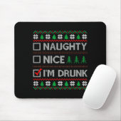 Nice Naughty I'm Drunk Checklist Ugly Christmas Sw Mousepad (Mit Mouse)