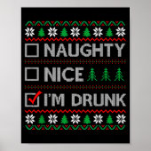 Nice Naughty I'm Drunk Checklist Ugly Christmas Sw Poster (Vorne)