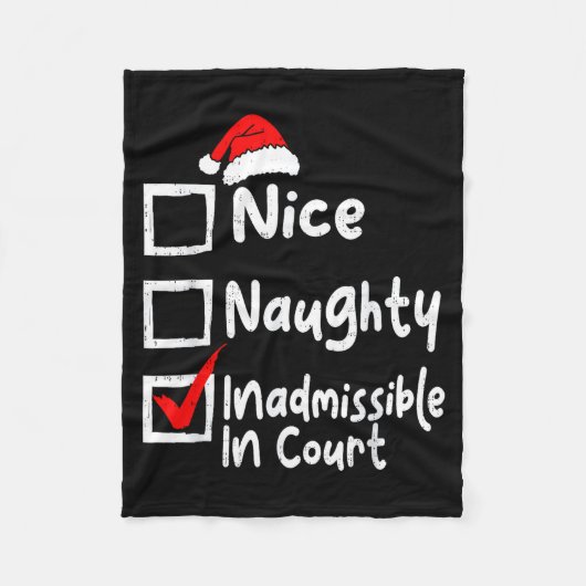 Nice Naughty Inadmissible In Court Funny Christmas Fleecedecke (Vorderseite)