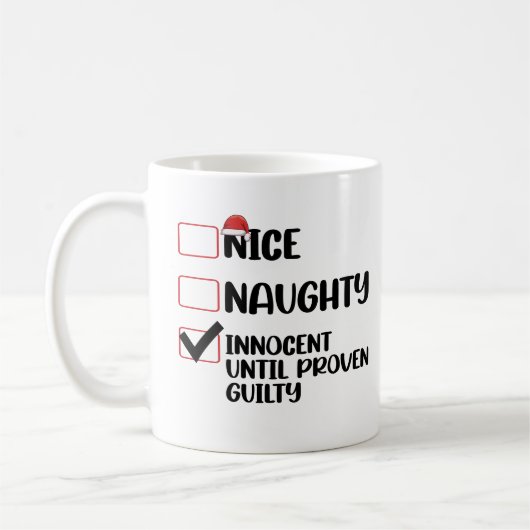 Nice Naughty Innocent bis Proven Guilty Christma Kaffeetasse (Links)