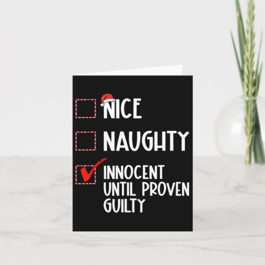 Nice Naughty Innocent bis Proven Guilty Christma Karte (Vorderseite)