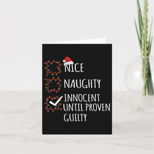 Nice Naughty Innocent bis Proven Guilty Christma Karte (Vorderseite)