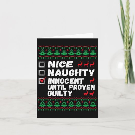 Nice Naughty Innocent bis Proven Guilty Christma Karte (Vorderseite)