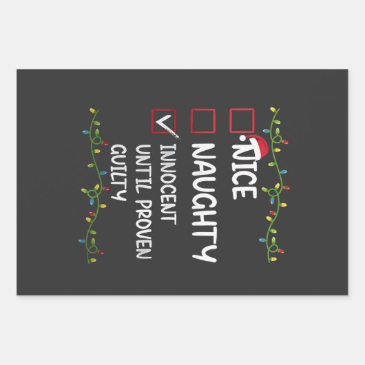 Nice naughty Innocent bis Proven Guilty Xmas Geschenkpapier Set (Vorderseite)