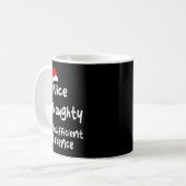 Nice Naughty Insufficient Evidence Funny Christmas Kaffeetasse (Vorderseite Links)