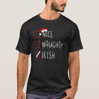 Nice Naughty Irish Christmas Ireland Heritage Root T-Shirt