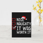 Nice Naughty It Was Worth It Christmas List Karte (Gelbe Blume)