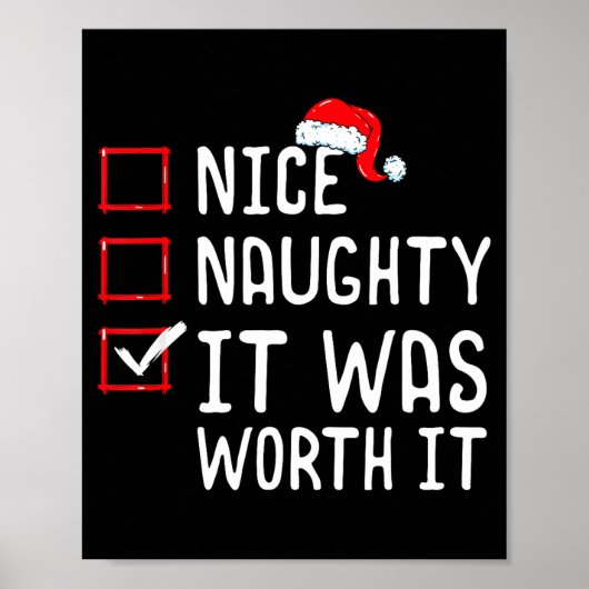 Nice Naughty It Was Worth It Christmas List Poster (Vorne)